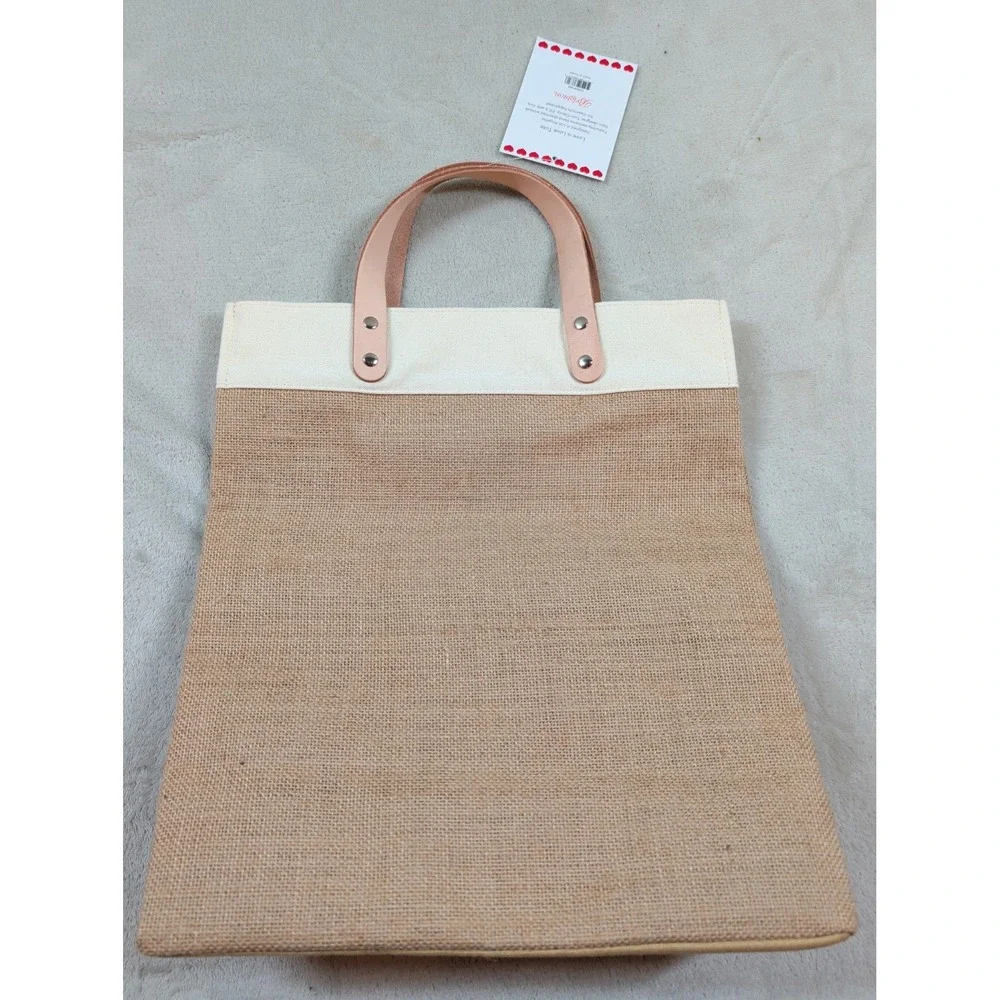 Brighton Love Is Love Jute Tote Bag Let Love Shine Hearts‎ Tan Cream NWT